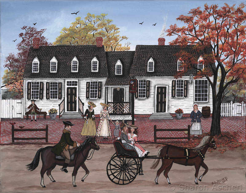 An Afternoon Ride - painting by Maryland Folk Art Artist Sharon Ascherl