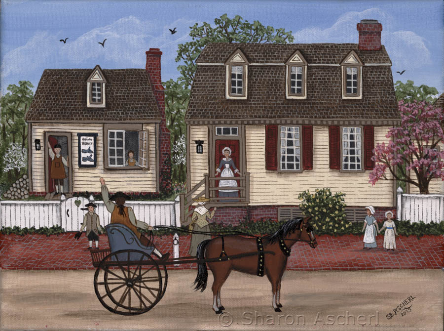 Thomas Solewith, Shoemaker - painting by Maryland Folk Art Artist Sharon Ascherl